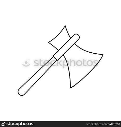 Ancient axe thin line icon on a white background. Ancient axe thin line icon