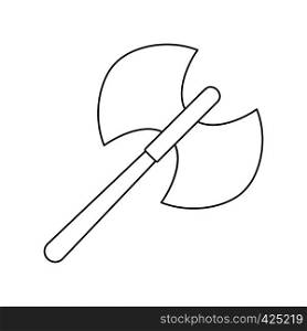 Ancient battle double axe thin line icon on a white background. Ancient battle double axe thin line icon