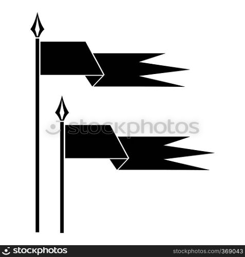 Ancient battle flags icon in simple style on a white background vector illustration. Ancient battle flags icon, simple style