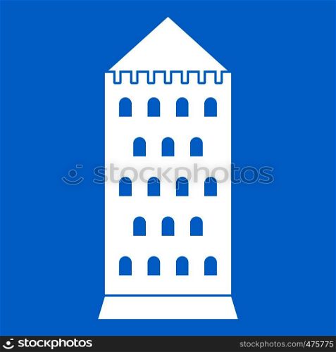 Ancient building icon white isolated on blue background vector illustration. Ancient building icon white
