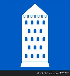 Ancient building icon white isolated on blue background vector illustration. Ancient building icon white