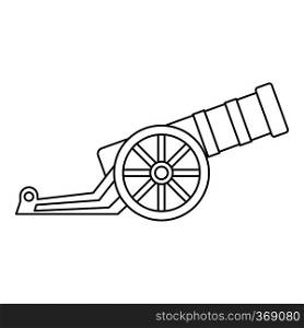 Ancient cannon icon in outline style on a white background vector illustration. Ancient cannon icon, outline style