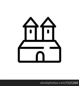 Ancient castle icon vector. A thin line sign. Isolated contour symbol illustration. Ancient castle icon vector. Isolated contour symbol illustration