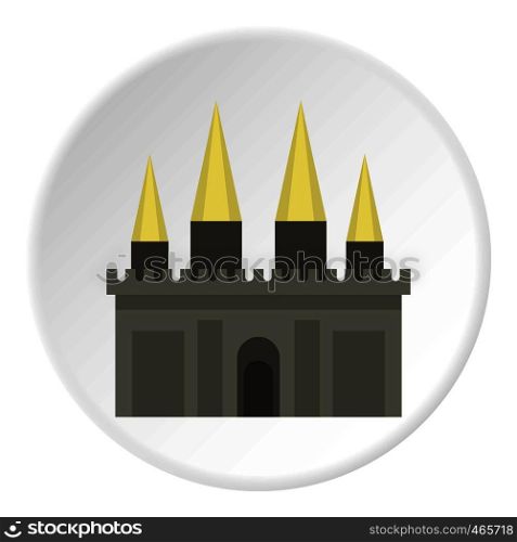 Ancient castle palace icon in flat circle isolated on white background vector illustration for web. Ancient castle palace icon circle