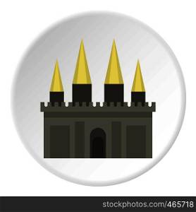 Ancient castle palace icon in flat circle isolated on white background vector illustration for web. Ancient castle palace icon circle