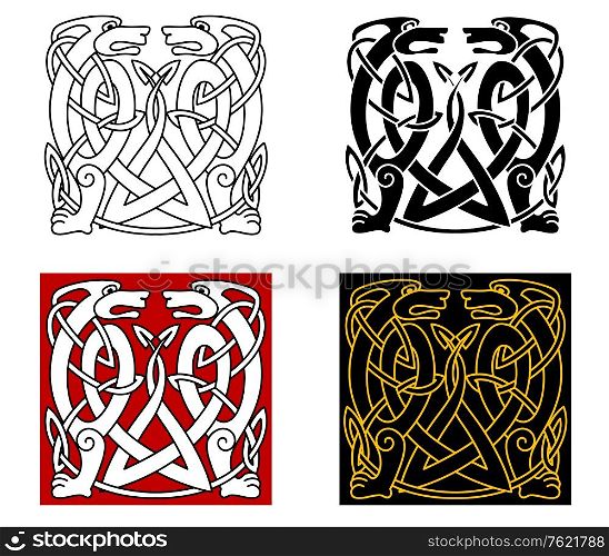 Ancient celtic ornament with wild animals for any retro design