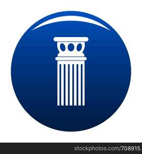 Ancient column icon vector blue circle isolated on white background . Ancient column icon blue vector