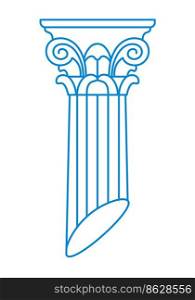 Ancient construction part, isolated column of greek or roman cultural heritage. Architecture and classic monuments, marble or stone statues. Line art, minimalist sketch. Vector in flat style. Antique column or pillar with ornaments vector