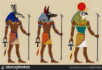 Ancient egypt egyptian gods set anubis ra Vector Image