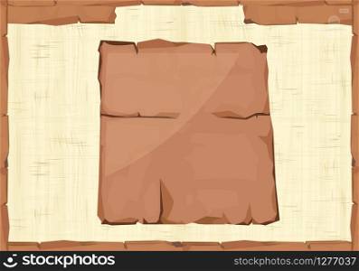 Ancient Egypt papyrus frame or border cartoon vector. Egyptian culture symbol, unfolded blank ancient paper to store information, isolated on white background. Ancient Egypt papyrus frame, border cartoon vector