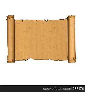 Ancient Egypt papyrus scroll cartoon vector illustration. Egyptian culture symbol, unfolded blank ancient paper to store information, isolated on white background. Ancient Egypt papyrus scroll with wooden rod