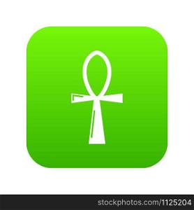 Ancient egyptian cross ankh icon green vector isolated on white background. Ancient egyptian cross ankh icon green vector