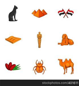 Ancient Egyptian symbol icons set. Cartoon illustration of 9 ancient Egyptian symbol vector icons for web. Ancient Egyptian symbol icons set, cartoon style