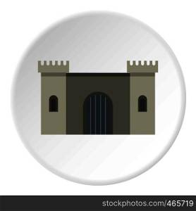 Ancient fortress icon in flat circle isolated on white background vector illustration for web. Ancient fortress icon circle