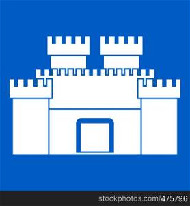 Ancient fortress icon white isolated on blue background vector illustration. Ancient fortress icon white