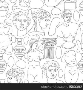Ancient Greece and Rome pattern tradition and culture vector.. Ancient Greece and Rome set tradition and culture vector seamless pattern. The linear trend of the ancient surface pattern, Ancient Greece and Ancient Rome.