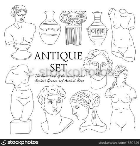 Ancient Greece and Rome tradition and culture vector set collection. Ancient Greece and Rome set tradition and culture vector set collection. The linear trend of the ancient clipart, Ancient Greece and Ancient Rome.