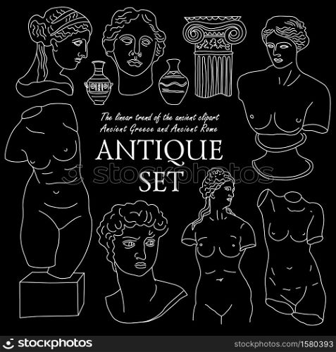 Ancient Greece and Rome tradition and culture vector set collection. Ancient Greece and Rome set tradition and culture vector set collection. The linear trend of the ancient clipart, Ancient Greece and Ancient Rome.