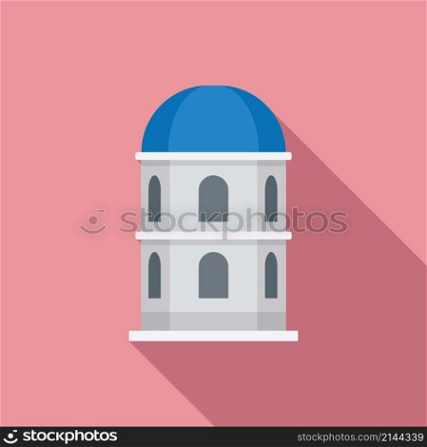 Ancient greek church icon flat vector. Greece santorini. Travel island. Ancient greek church icon flat vector. Greece santorini