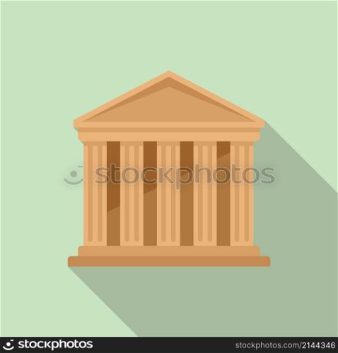 Ancient greek temple icon flat vector. Parthenon column. Greece pillar. Ancient greek temple icon flat vector. Parthenon column