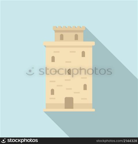 Ancient greek tower icon flat vector. Pillar temple. Greece building. Ancient greek tower icon flat vector. Pillar temple