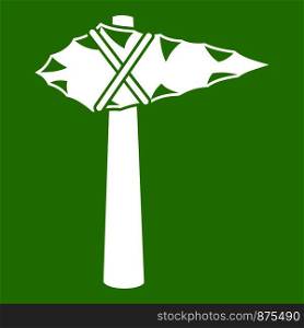 Ancient hammer icon white isolated on green background. Vector illustration. Ancient hammer icon green