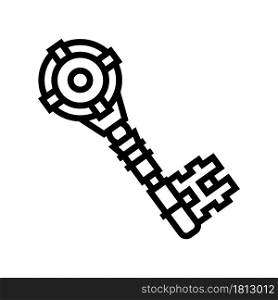 ancient key line icon vector. ancient key sign. isolated contour symbol black illustration. ancient key line icon vector illustration