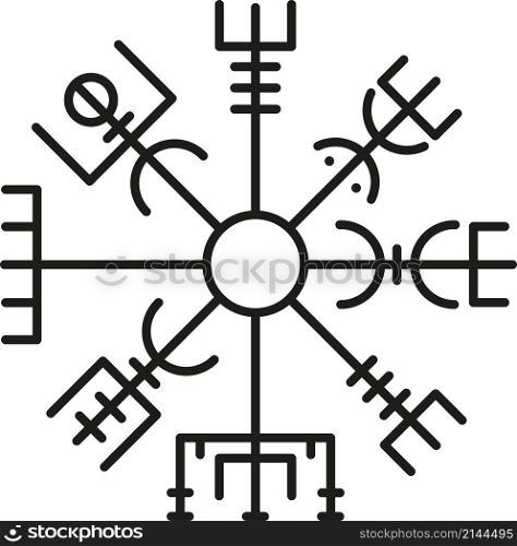 Ancient magical sign of Scandinavian mythology runic compass vector illustration