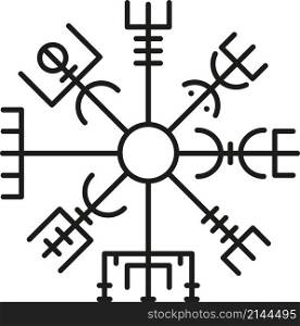 Ancient magical sign of Scandinavian mythology runic compass vector illustration