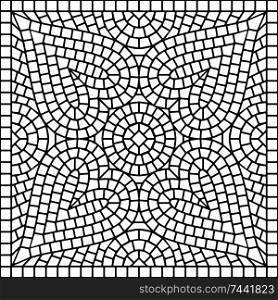 Ancient mosaic ceramic tile pattern. Colorful tessellation ornament. Floral decorative texture.. Ancient mosaic ceramic tile pattern.