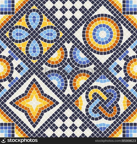 Ancient mosaic seamless pattern. Decorative antique stone ornament. Abstract antique texture.. Ancient mosaic seamless pattern. Decorative antique stone ornament.