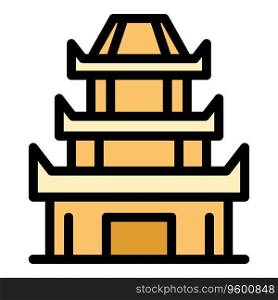 Ancient pagoda icon outline vector. Chinese building. House temple color flat. Ancient pagoda icon vector flat