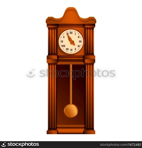 Ancient pendulum clock icon. Cartoon of ancient pendulum clock vector icon for web design isolated on white background. Ancient pendulum clock icon, cartoon style