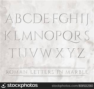 Ancient Roman letters chiseled in marble. Can be placed over different backgrounds.