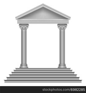 Ancient roman temple with steps and columns. Building architecture roman ancient, vector illustration. Ancient roman temple with steps and columns