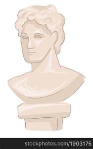 Ancient sculpture and cultural heritage, isolated bust of person. Old greek or roman empire monuments and statuettes. History and artworks of classical roman. Vector in flat style illustration. Old greek statues, roman ancient culture vector