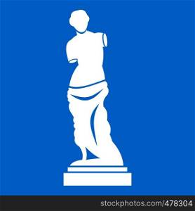 Ancient statue icon white isolated on blue background vector illustration. Ancient statue icon white