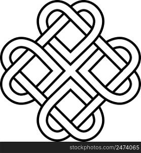 Ancient symbol love knot twisted heart shape woven wreath eternal