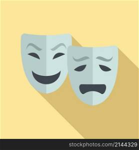 Ancient theatre mask icon flat vector. Drama theater. Greek comedy. Ancient theatre mask icon flat vector. Drama theater