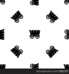 Ancient western covered wagon pattern repeat seamless in black color for any design. Vector geometric illustration. Ancient western covered wagon pattern seamless black