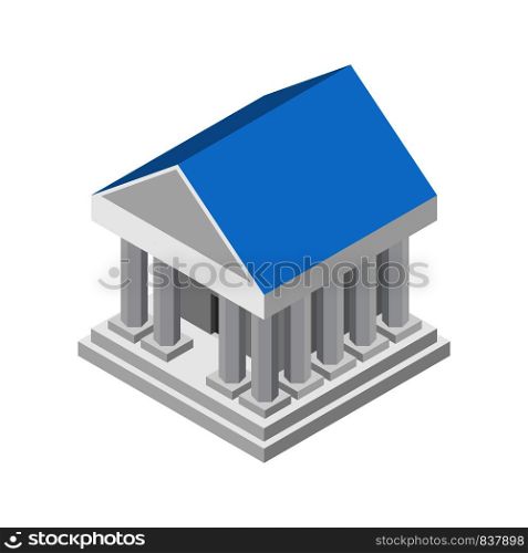 Ancient white bank building icon. Isometric of ancient white bank building vector icon for web design isolated on white background. Ancient white bank building icon, isometric style