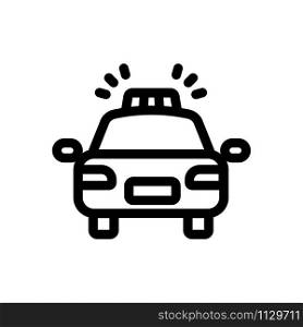 and the police car is a horse vector. A thin line sign. Isolated contour symbol illustration. Police car icon vector. Isolated contour symbol illustration
