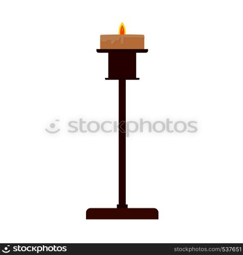 ?andlestick holder decoration traditional symbol religious flat brass candle vector icon. Elegant ancient luxury light