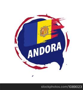Andora national flag, vector illustration on a white background. Andora flag, vector illustration on a white background