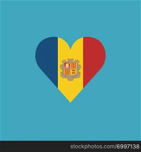 Andorra flag icon in a heart shape in flat design. Independence day or National day holiday concept.