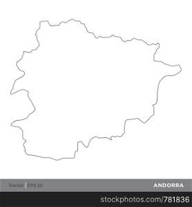 Andorra - Outline Europe Country Map Vector Template, stroke editable Illustration Design. Vector EPS 10.