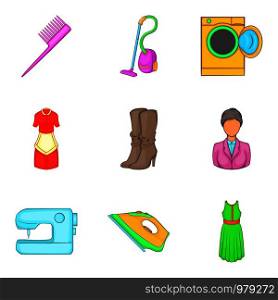 Androgynous icons set. Cartoon set of 9 androgynous vector icons for web isolated on white background. Androgynous icons set, cartoon style