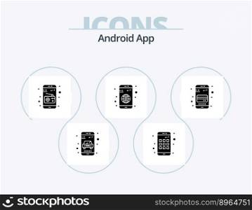 Android App Glyph Icon Pack 5 Icon Design. phone. card. media. atm card. globe