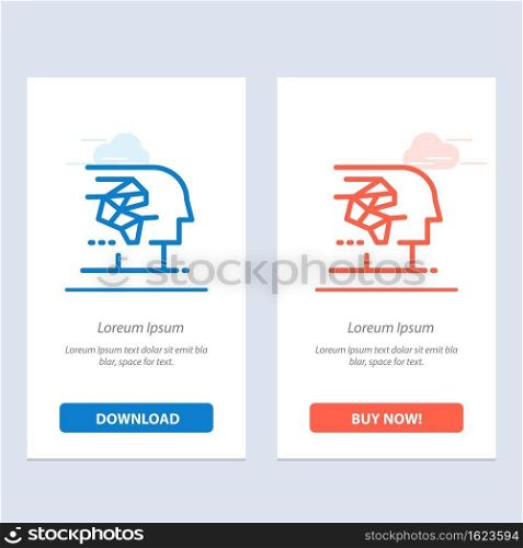 Android, Artificial, Brain, Human, Interface  Blue and Red Download and Buy Now web Widget Card Template