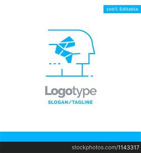 Android, Artificial, Brain, Human, Interface Blue Solid Logo Template. Place for Tagline